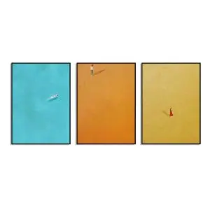 Abstrakcyjny minimalistyczny plakat na ścianę z motywem plaży - Zestaw 3 sztuk