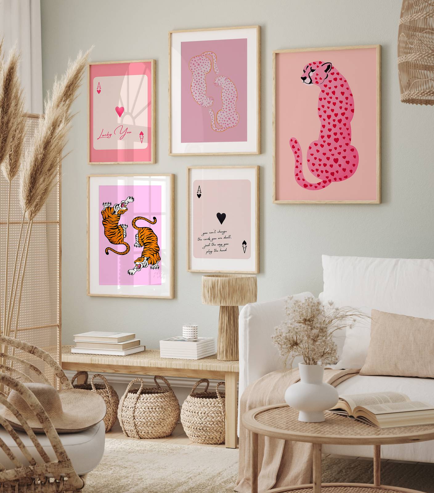 Plakat - Kolorowe Tygrysy i Serca / Set of 5