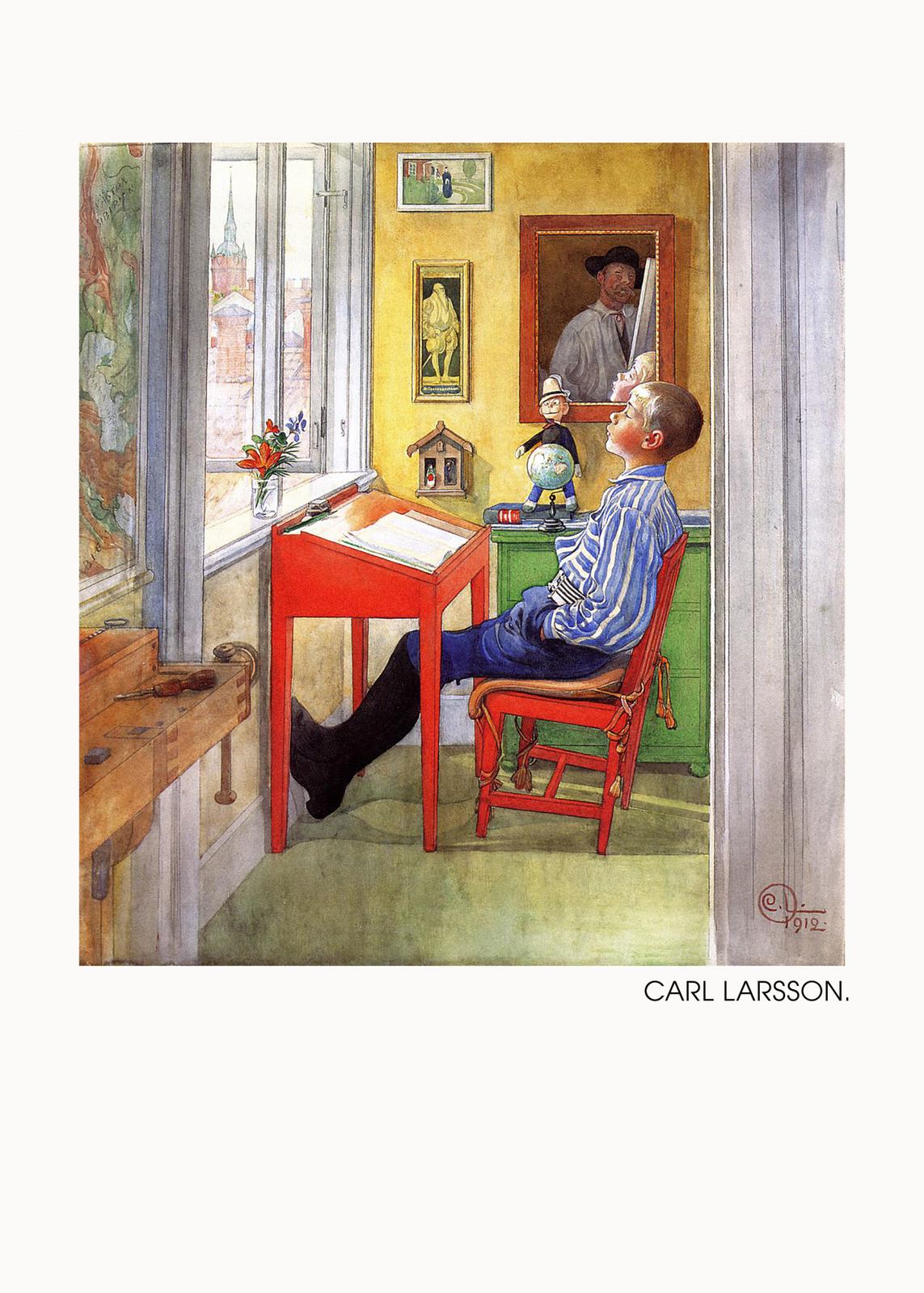 Plakat - Carl Larsson / Czytający chłopiec