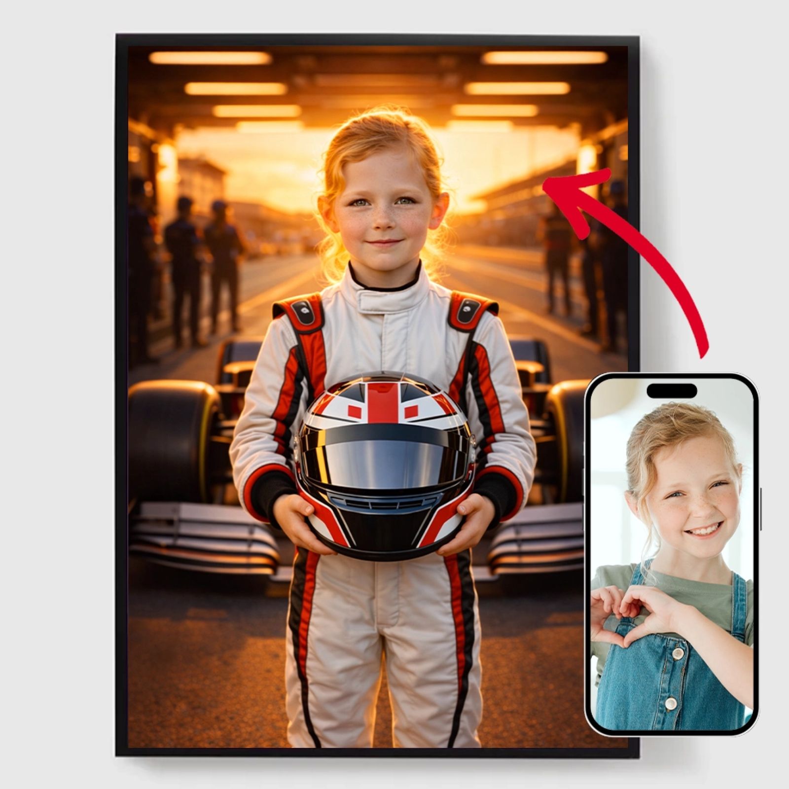 Spersonalizowany Plakat - Dziecko Kierowca F1 - Plakat AI