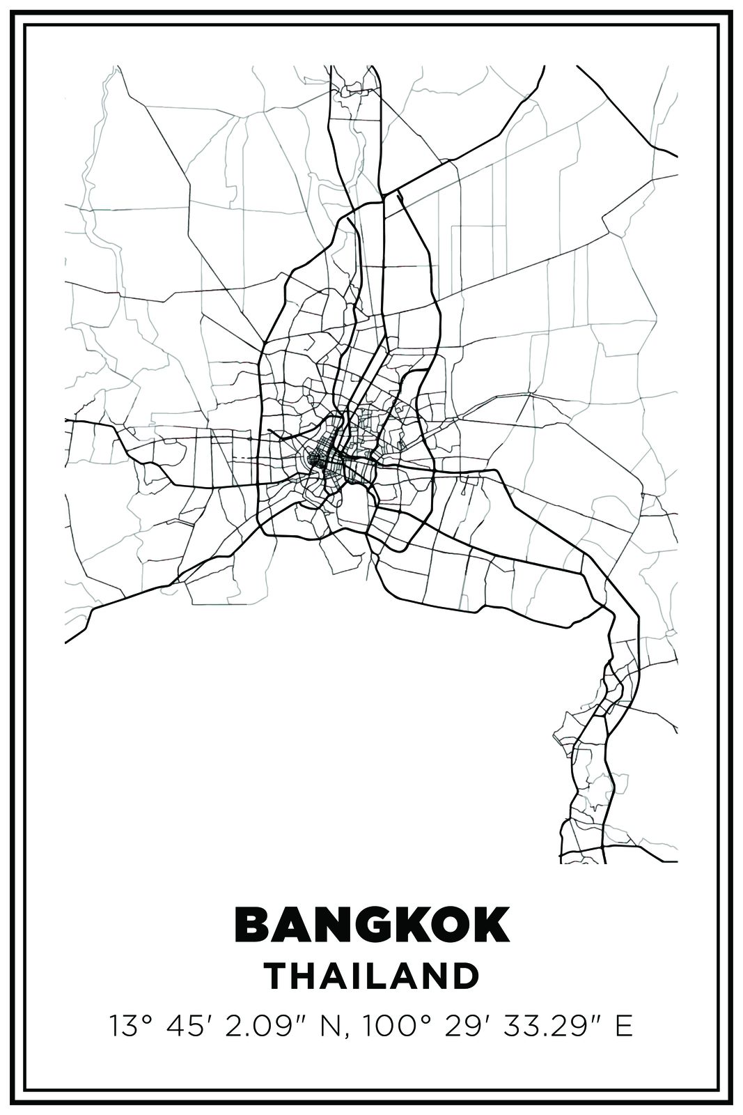 Plakat Mapy Bangkoku